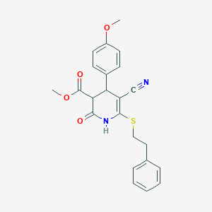 molecular formula C23H22N2O4S B296735 Methyl 5-cyano-4-(4-methoxyphenyl)-2-oxo-6-[(2-phenylethyl)sulfanyl]-1,2,3,4-tetrahydro-3-pyridinecarboxylate 