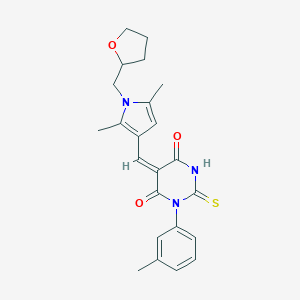 molecular formula C23H25N3O3S B296736 5-{[2,5-dimethyl-1-(tetrahydro-2-furanylmethyl)-1H-pyrrol-3-yl]methylene}-1-(3-methylphenyl)-2-thioxodihydro-4,6(1H,5H)-pyrimidinedione 