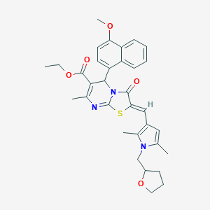 molecular formula C33H35N3O5S B296740 ethyl 2-{[2,5-dimethyl-1-(tetrahydro-2-furanylmethyl)-1H-pyrrol-3-yl]methylene}-5-(4-methoxy-1-naphthyl)-7-methyl-3-oxo-2,3-dihydro-5H-[1,3]thiazolo[3,2-a]pyrimidine-6-carboxylate 