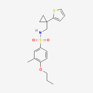 3-methyl-4-propoxy-N-((1-(thiophen-2-yl)cyclopropyl)methyl)benzenesulfonamide