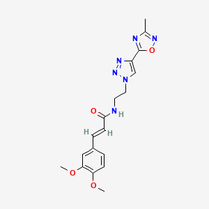 (E)-3-(3,4-dimethoxyphenyl)-N-(2-(4-(3-methyl-1,2,4-oxadiazol-5-yl)-1H-1,2,3-triazol-1-yl)ethyl)acrylamide