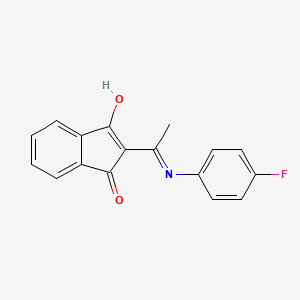 molecular formula C17H12FNO2 B2967421 2-(((4-Fluorophenyl)amino)ethylidene)indane-1,3-dione CAS No. 59876-60-7