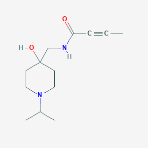 molecular formula C13H22N2O2 B2967422 N-[(4-Hydroxy-1-propan-2-ylpiperidin-4-yl)methyl]but-2-ynamide CAS No. 2411263-48-2