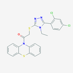 molecular formula C24H18Cl2N4OS2 B296743 10-({[5-(2,4-dichlorophenyl)-4-ethyl-4H-1,2,4-triazol-3-yl]sulfanyl}acetyl)-10H-phenothiazine 