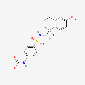 molecular formula C20H24N2O6S B2967438 methyl (4-(N-((1-hydroxy-6-methoxy-1,2,3,4-tetrahydronaphthalen-1-yl)methyl)sulfamoyl)phenyl)carbamate CAS No. 2034405-54-2
