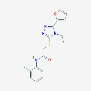molecular formula C17H18N4O2S B296744 2-{[4-ethyl-5-(2-furyl)-4H-1,2,4-triazol-3-yl]sulfanyl}-N-(2-methylphenyl)acetamide 