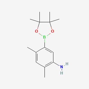 molecular formula C14H22BNO2 B2967444 2,4-Dimethyl-5-(4,4,5,5-tetramethyl-1,3,2-dioxaborolan-2-yl)-benzenamine CAS No. 1126367-54-1