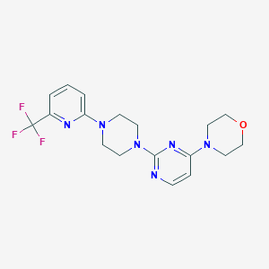 molecular formula C18H21F3N6O B2967453 4-[2-[4-[6-(Trifluoromethyl)pyridin-2-yl]piperazin-1-yl]pyrimidin-4-yl]morpholine CAS No. 2415585-77-0