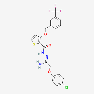 molecular formula C21H17ClF3N3O3S B2967460 N'-[2-(4-chlorophenoxy)ethanimidoyl]-3-{[3-(trifluoromethyl)benzyl]oxy}-2-thiophenecarbohydrazide CAS No. 400087-58-3