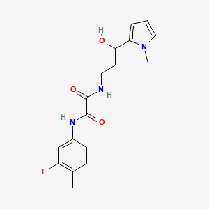 molecular formula C17H20FN3O3 B2967468 N1-(3-fluoro-4-methylphenyl)-N2-(3-hydroxy-3-(1-methyl-1H-pyrrol-2-yl)propyl)oxalamide CAS No. 1798488-83-1
