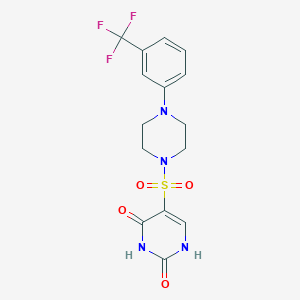 molecular formula C15H15F3N4O4S B2967477 5-((4-(3-(trifluoromethyl)phenyl)piperazin-1-yl)sulfonyl)pyrimidine-2,4(1H,3H)-dione CAS No. 897622-87-6