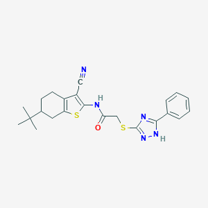 molecular formula C23H25N5OS2 B296750 N-(6-tert-butyl-3-cyano-4,5,6,7-tetrahydro-1-benzothien-2-yl)-2-[(5-phenyl-4H-1,2,4-triazol-3-yl)sulfanyl]acetamide 