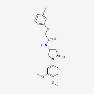 N-(1-(3,4-dimethoxyphenyl)-5-oxopyrrolidin-3-yl)-2-(m-tolyloxy)acetamide