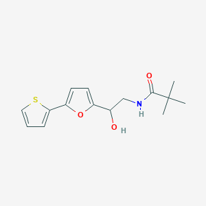 molecular formula C15H19NO3S B2967505 N-[2-Hydroxy-2-(5-thiophen-2-ylfuran-2-yl)ethyl]-2,2-dimethylpropanamide CAS No. 2310123-68-1