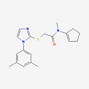 molecular formula C19H23N3OS B2967506 N-(Cyclopent-1-en-1-yl)-2-{[1-(3,5-dimethylphenyl)-1H-imidazol-2-yl]sulfanyl}-N-methylacetamide CAS No. 1444585-97-0