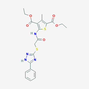molecular formula C21H22N4O5S2 B296751 diethyl 3-methyl-5-({[(5-phenyl-4H-1,2,4-triazol-3-yl)sulfanyl]acetyl}amino)-2,4-thiophenedicarboxylate 