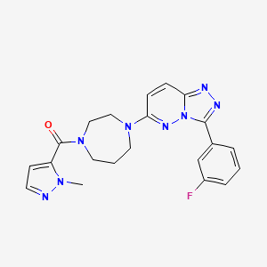 [4-[3-(3-Fluorophenyl)-[1,2,4]triazolo[4,3-b]pyridazin-6-yl]-1,4-diazepan-1-yl]-(2-methylpyrazol-3-yl)methanone