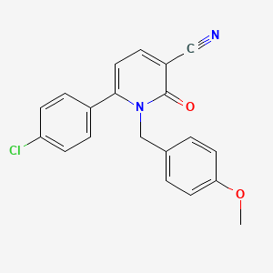molecular formula C20H15ClN2O2 B2967534 6-(4-Chlorophenyl)-1-(4-methoxybenzyl)-2-oxo-1,2-dihydro-3-pyridinecarbonitrile CAS No. 339109-67-0