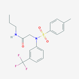 molecular formula C19H21F3N2O3S B296754 2-[[(4-methylphenyl)sulfonyl]-3-(trifluoromethyl)anilino]-N-propylacetamide 