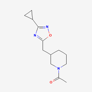 molecular formula C13H19N3O2 B2967542 1-(3-((3-Cyclopropyl-1,2,4-oxadiazol-5-yl)methyl)piperidin-1-yl)ethanone CAS No. 1704538-72-6