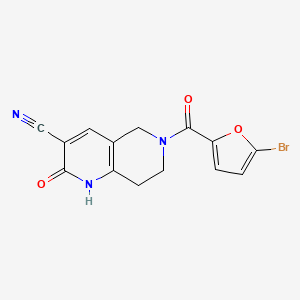 molecular formula C14H10BrN3O3 B2967543 6-(5-Bromofuran-2-carbonyl)-2-oxo-1,2,5,6,7,8-hexahydro-1,6-naphthyridine-3-carbonitrile CAS No. 2034448-97-8