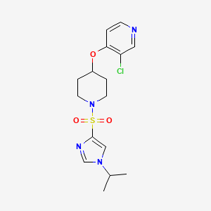 molecular formula C16H21ClN4O3S B2967551 3-chloro-4-((1-((1-isopropyl-1H-imidazol-4-yl)sulfonyl)piperidin-4-yl)oxy)pyridine CAS No. 2034633-01-5