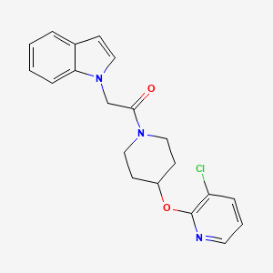 molecular formula C20H20ClN3O2 B2967566 1-(4-((3-chloropyridin-2-yl)oxy)piperidin-1-yl)-2-(1H-indol-1-yl)ethanone CAS No. 1448065-64-2