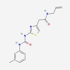 molecular formula C16H18N4O2S B2967571 N-烯丙基-2-(2-(3-(间甲苯基)脲基)噻唑-4-基)乙酰胺 CAS No. 921468-95-3
