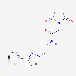 2-(2,5-dioxopyrrolidin-1-yl)-N-(2-(3-(thiophen-2-yl)-1H-pyrazol-1-yl)ethyl)acetamide