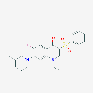 molecular formula C25H29FN2O3S B2967574 3-((2,5-二甲苯基)磺酰基)-1-乙基-6-氟-7-(3-甲基哌啶-1-基)喹啉-4(1H)-酮 CAS No. 892780-65-3