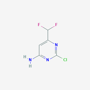 molecular formula C5H4ClF2N3 B2967577 2-Chloro-6-(difluoromethyl)pyrimidin-4-amine CAS No. 1784860-21-4