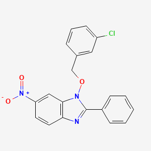 molecular formula C20H14ClN3O3 B2967579 1-[(3-chlorobenzyl)oxy]-6-nitro-2-phenyl-1H-1,3-benzimidazole CAS No. 282523-58-4