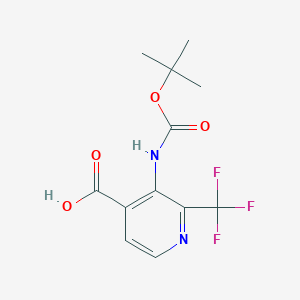 molecular formula C12H13F3N2O4 B2967588 3-[(2-Methylpropan-2-yl)oxycarbonylamino]-2-(trifluoromethyl)pyridine-4-carboxylic acid CAS No. 2287321-20-2