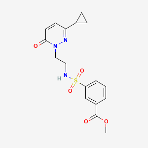molecular formula C17H19N3O5S B2967594 3-(N-(2-(3-环丙基-6-氧代嘧啶-1(6H)-基)乙基)磺酰胺基)苯甲酸甲酯 CAS No. 2034564-96-8