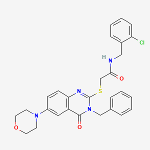 molecular formula C28H27ClN4O3S B2967600 2-(3-benzyl-6-morpholin-4-yl-4-oxoquinazolin-2-yl)sulfanyl-N-[(2-chlorophenyl)methyl]acetamide CAS No. 422278-85-1