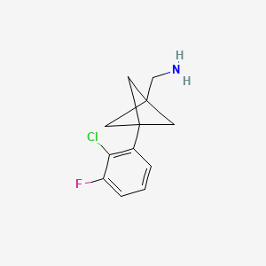 molecular formula C12H13ClFN B2967605 [3-(2-Chloro-3-fluorophenyl)-1-bicyclo[1.1.1]pentanyl]methanamine CAS No. 2287285-21-4