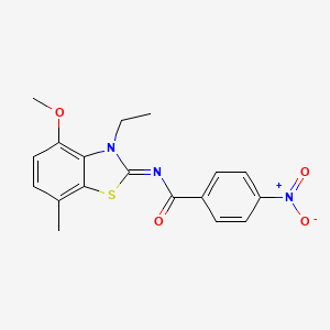 N-(3-ethyl-4-methoxy-7-methyl-1,3-benzothiazol-2-ylidene)-4-nitrobenzamide