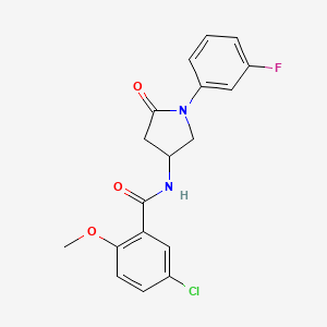 5-chloro-N-(1-(3-fluorophenyl)-5-oxopyrrolidin-3-yl)-2-methoxybenzamide
