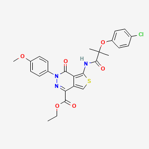 molecular formula C26H24ClN3O6S B2967615 5-(2-(4-氯苯氧基)-2-甲基丙酰胺基)-3-(4-甲氧基苯基)-4-氧代-3,4-二氢噻吩并[3,4-d]哒嗪-1-甲酸乙酯 CAS No. 851952-33-5