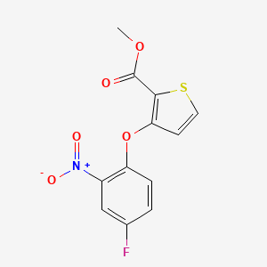 molecular formula C12H8FNO5S B2967618 Methyl 3-(4-fluoro-2-nitrophenoxy)thiophene-2-carboxylate CAS No. 303152-16-1