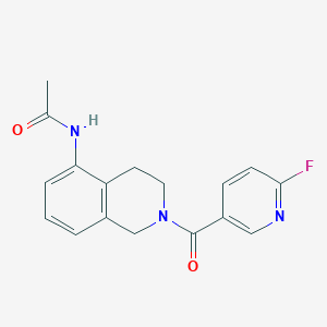 molecular formula C17H16FN3O2 B2967620 N-[2-(6-氟吡啶-3-羰基)-3,4-二氢-1H-异喹啉-5-基]乙酰胺 CAS No. 1436103-79-5