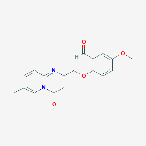 molecular formula C18H16N2O4 B2967623 5-Methoxy-2-[(7-methyl-4-oxopyrido[1,2-a]pyrimidin-2-yl)methoxy]benzaldehyde CAS No. 786727-89-7