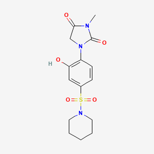 molecular formula C15H19N3O5S B2967626 1-(2-Hydroxy-4-(piperidin-1-ylsulfonyl)phenyl)-3-methylimidazolidine-2,4-dione CAS No. 1710846-05-1