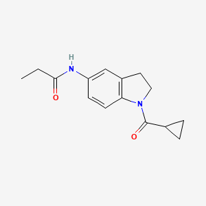 molecular formula C15H18N2O2 B2967629 N-(1-(cyclopropanecarbonyl)indolin-5-yl)propionamide CAS No. 1049503-39-0
