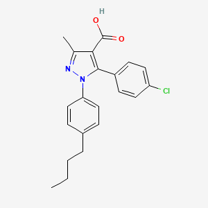 molecular formula C21H21ClN2O2 B2967630 1-(4-butylphenyl)-5-(4-chlorophenyl)-3-methyl-1H-pyrazole-4-carboxylic acid CAS No. 956786-73-5