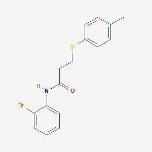 molecular formula C16H16BrNOS B296764 N-(2-bromophenyl)-3-[(4-methylphenyl)sulfanyl]propanamide 