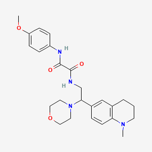 molecular formula C25H32N4O4 B2967643 N-(4-methoxyphenyl)-N-[2-(1-methyl-1,2,3,4-tetrahydro-6-quinolinyl)-2-morpholinoethyl]ethanediamide CAS No. 922013-23-8