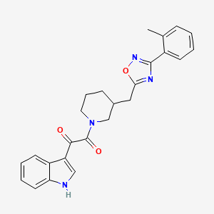 1-(1H-indol-3-yl)-2-(3-((3-(o-tolyl)-1,2,4-oxadiazol-5-yl)methyl)piperidin-1-yl)ethane-1,2-dione