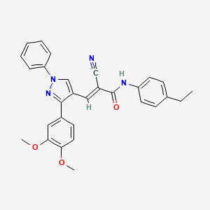 molecular formula C29H26N4O3 B2967660 (E)-2-cyano-3-[3-(3,4-dimethoxyphenyl)-1-phenylpyrazol-4-yl]-N-(4-ethylphenyl)prop-2-enamide CAS No. 956453-17-1