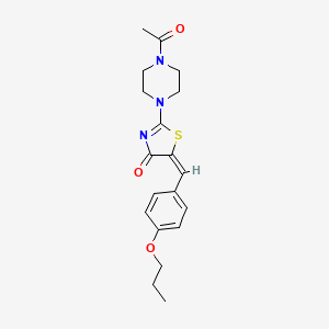 molecular formula C19H23N3O3S B2967664 (E)-2-(4-acetylpiperazin-1-yl)-5-(4-propoxybenzylidene)thiazol-4(5H)-one CAS No. 371212-03-2